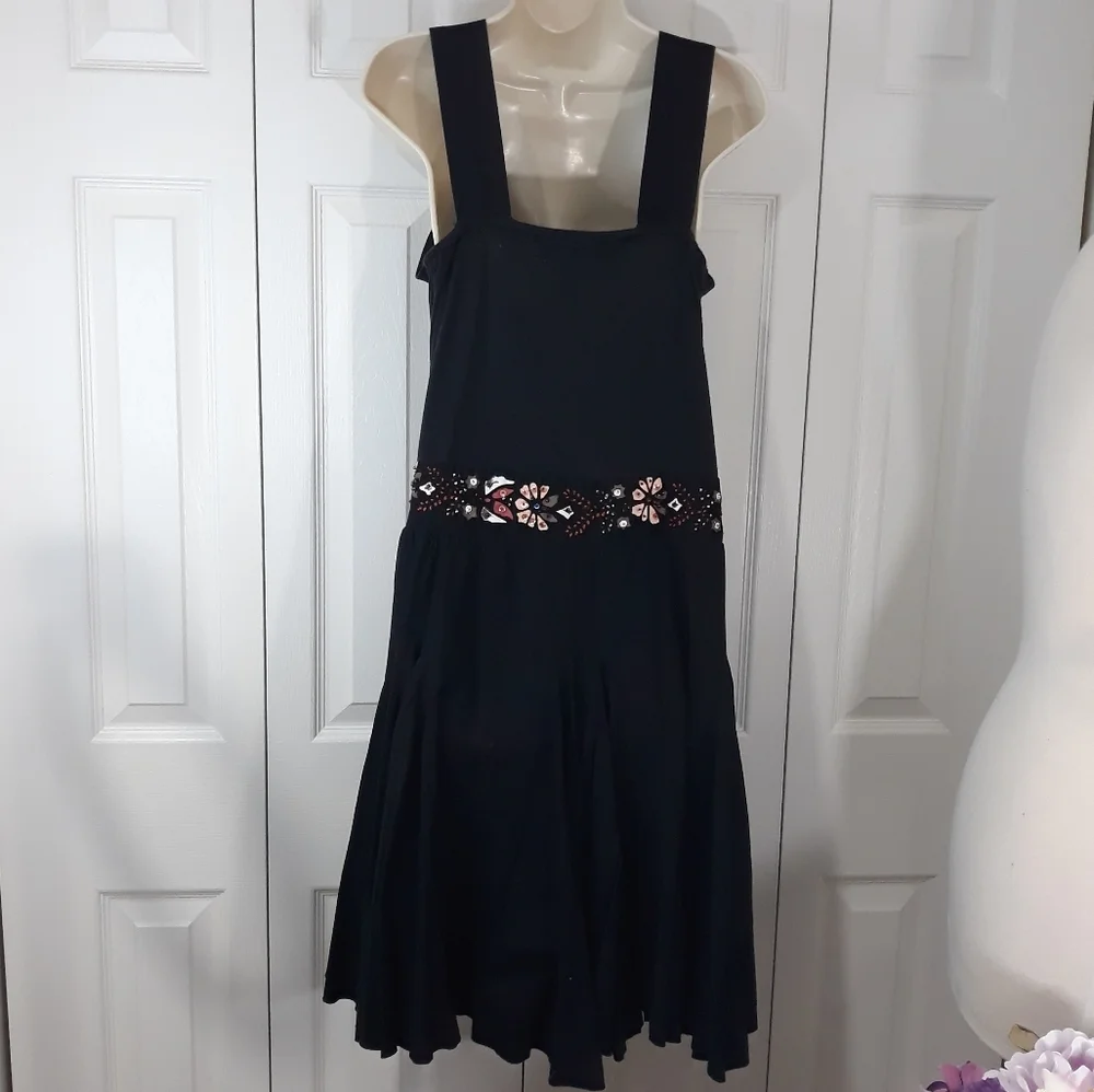 Mix Nouveau 100% Cotton Black Beaded  Dress Size Medium - Picture 7 of 11